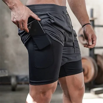 2021 Camo Running Shorts Men 2 In 1 Double-deck Quick Dry GYM Sport Shorts Fitness Jogging Workout Shorts Men Sports Short Pants 1