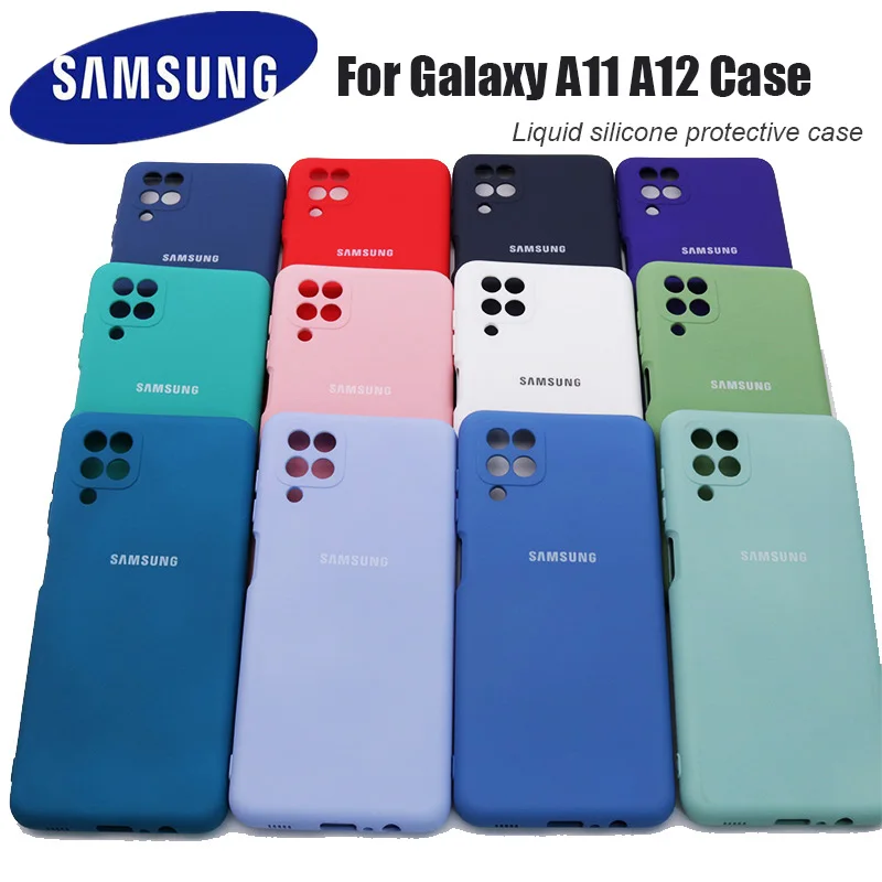 Funda de silicona suave para Samsung Galaxy A11 A12, carcasa protectora de alta calidad con Logo y botones