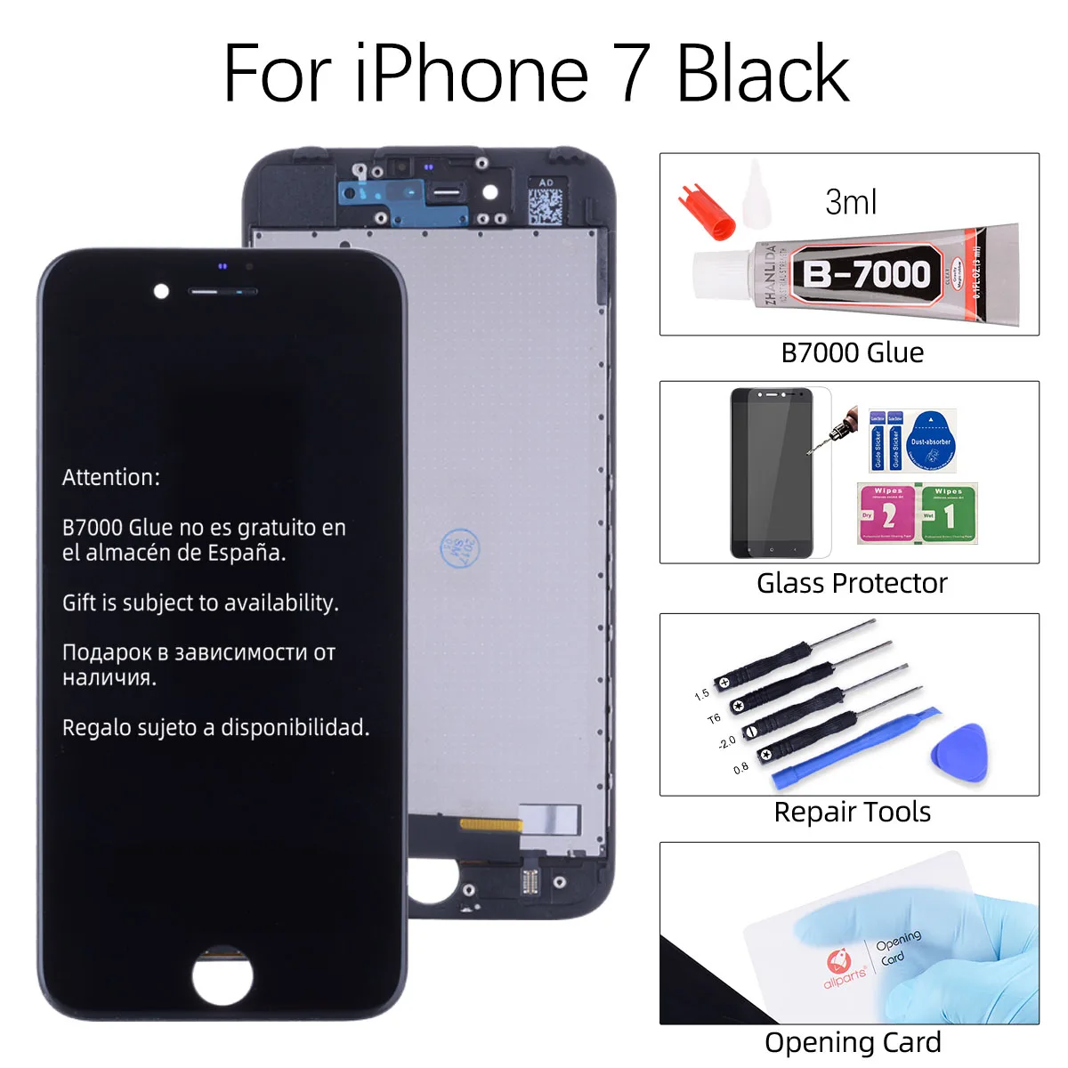 AAA Grade Дисплей для iPhone 7 7plus в сборе с тачскрином на рамке черный белый - Цвет: Black 7