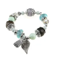 W022 BIGBING ювелирные изделия Модные хрустальные бусины Шарм лист кисточкой браслет женский браслет модный браслет ювелирные изделия