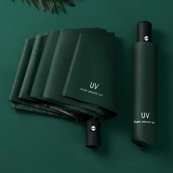 

UV Automatic Sunny Umbrella Dual Use3 Folding Black Glue Sunscreen Sunny and Rainy Umbrella for Women Gifts