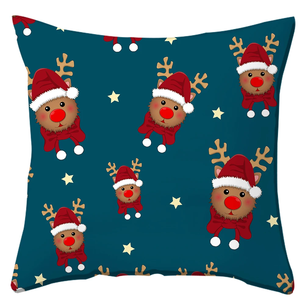 Homesky Merry Christmas Cushion Cover 45x45cm Decoration Pillowcases Santa Claus Polyester Throw Pillow Case Cover