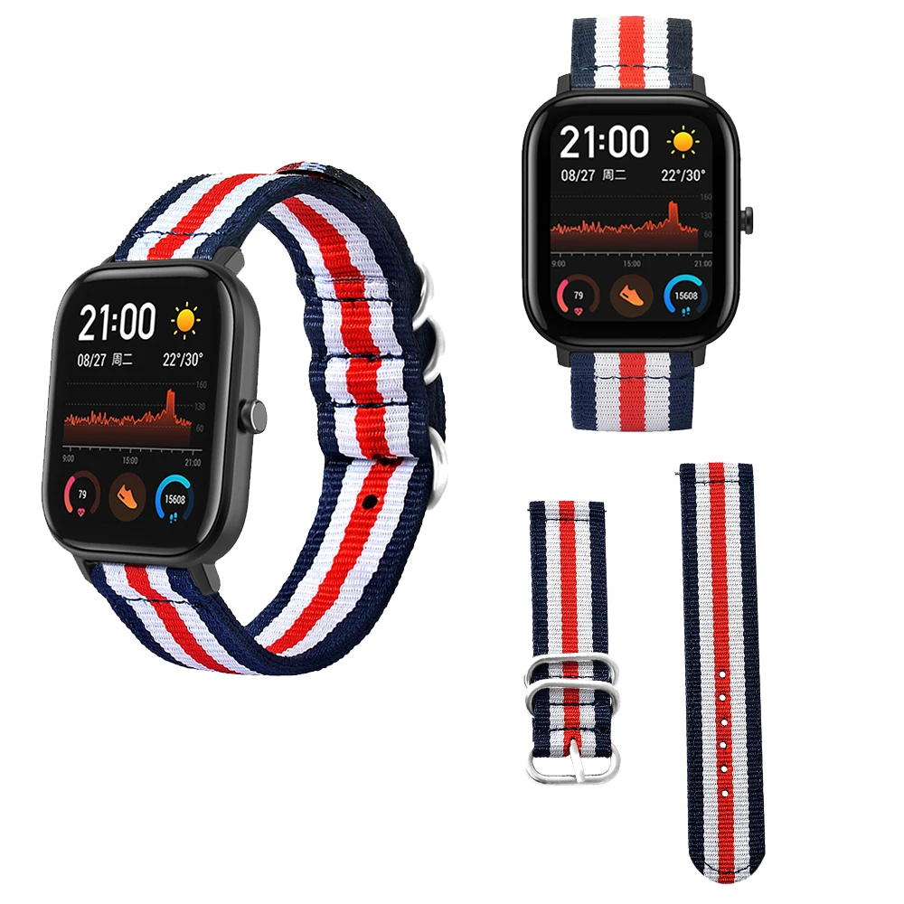 

For Amazfit GTS Band 20mm Fashion Color Nylon Splicing Canvas Colorful Replaceable Watch Strap For For Amazfit GTS Bracelet