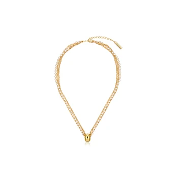 

French Exquisite Pearl Chain Metal Pendant Clavicle Chain Women's Necklace