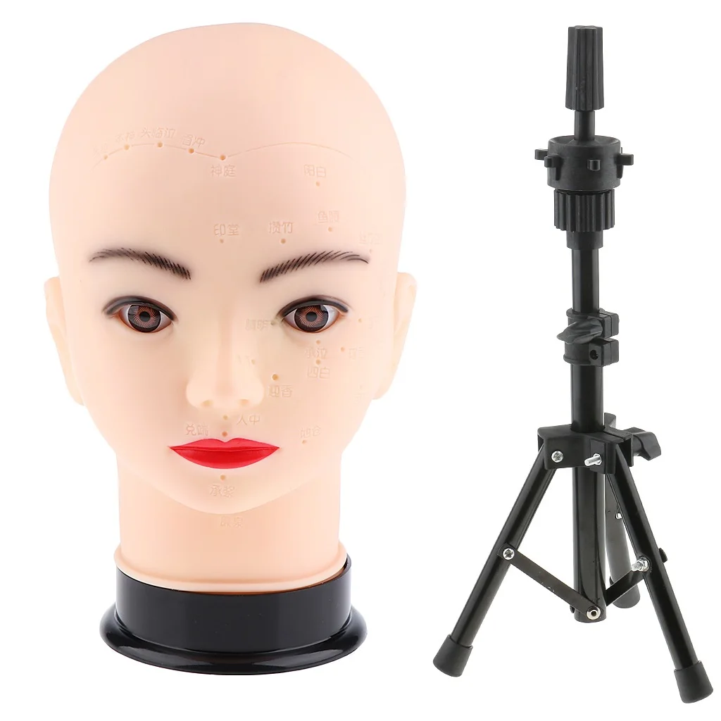 Female Mannequin Manikin Head Hair Wig Glasses Hat Display Massage Practice Model with Black Tripod Stand