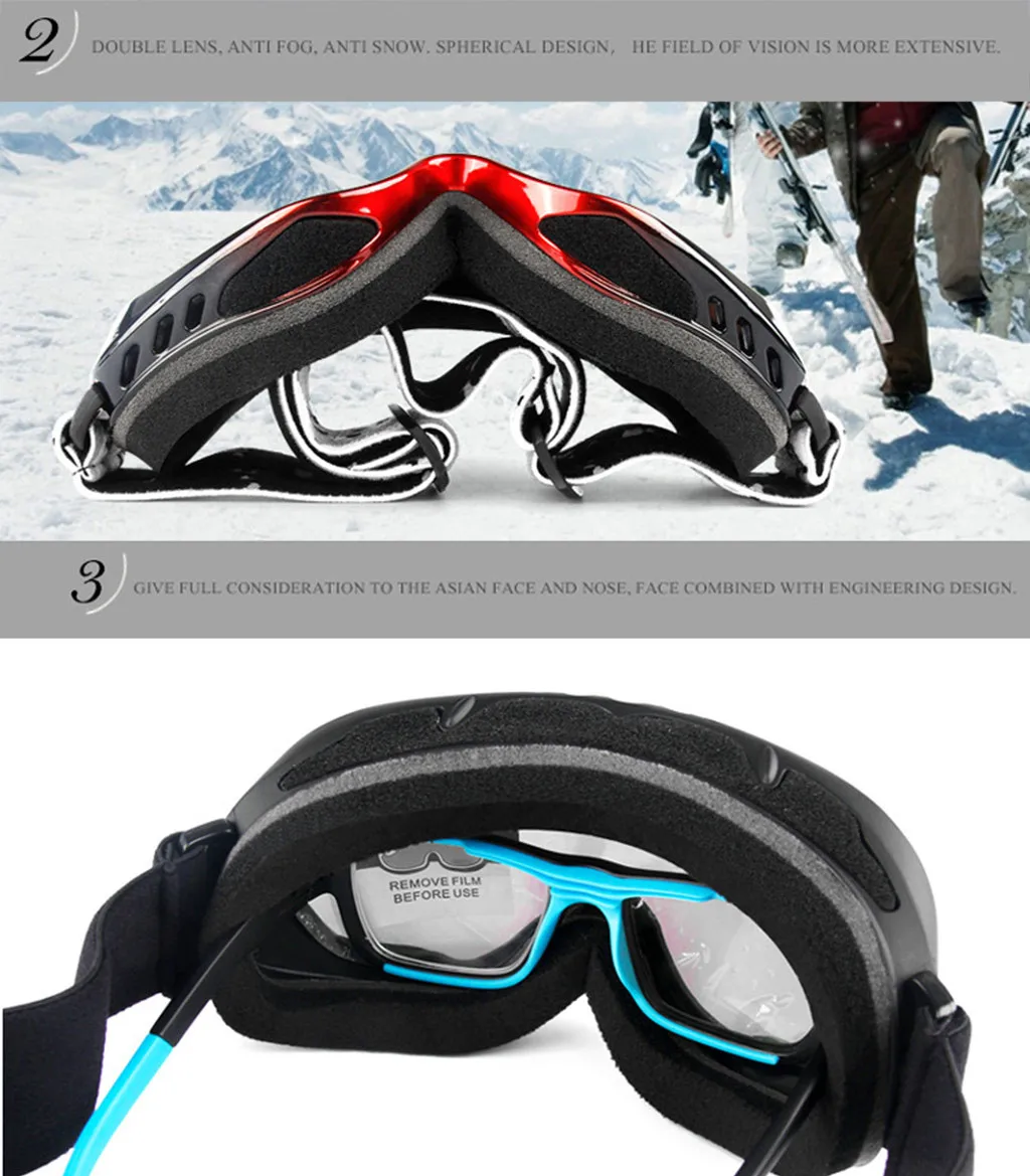Профессиональные лыжные очки двухслойные линзы анти-туман Анти-УФ большая рамка дизайн лыжные очки лыжи сноуборд мужские снежные очки