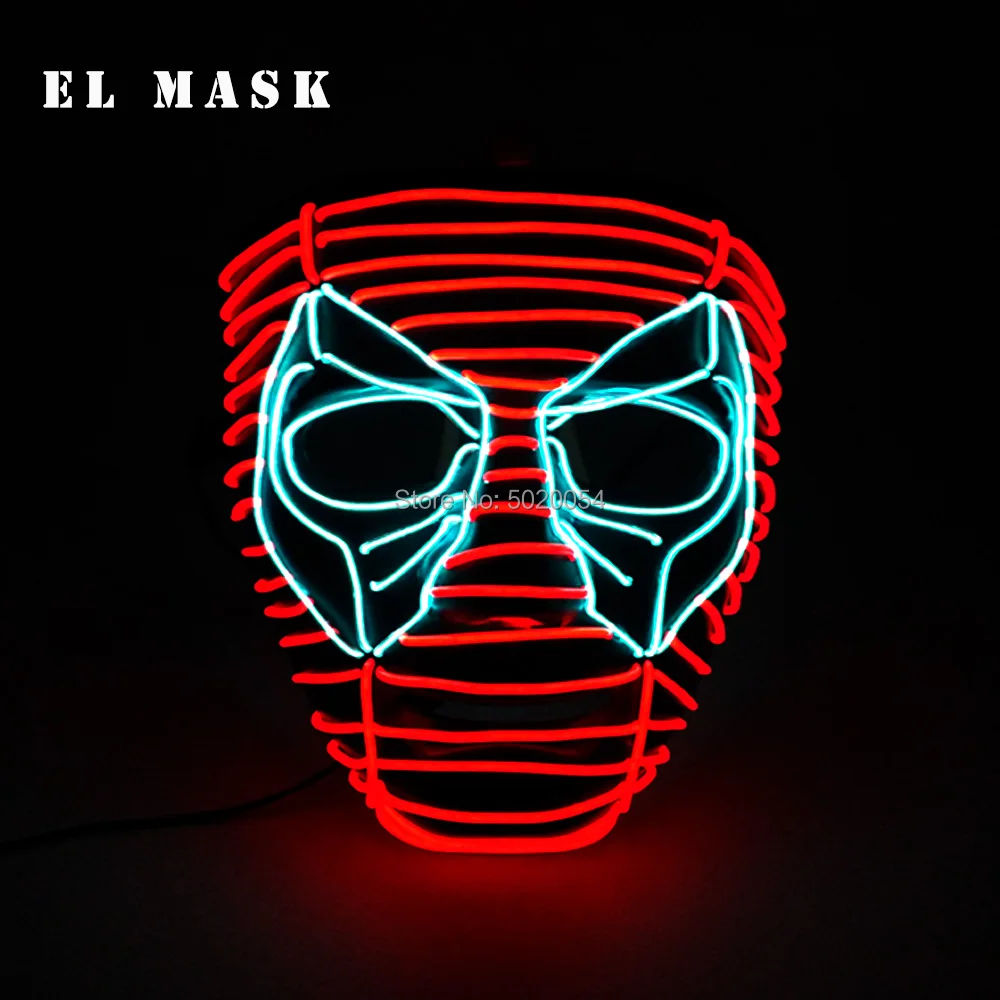 Новое поступление ужас Led Хэллоуин маска EL провода страшная маска для лица светодиодная неоновая маска для вечерние пасхальные карнавальные ночной клуб бар - Color: Design-J