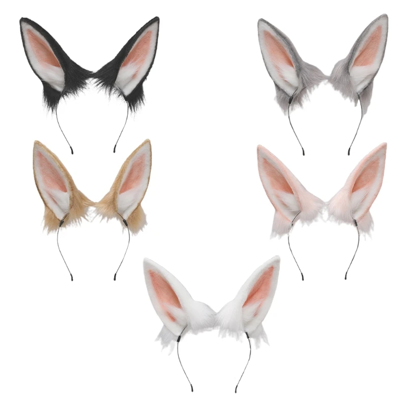 Lolita Plush Hair Hoop Rabbit Ears Headwear Tail Set Fancy Dress Cosplay Accessories anime hair accessories game cosplay props costume headband rabbit tail costume accessories