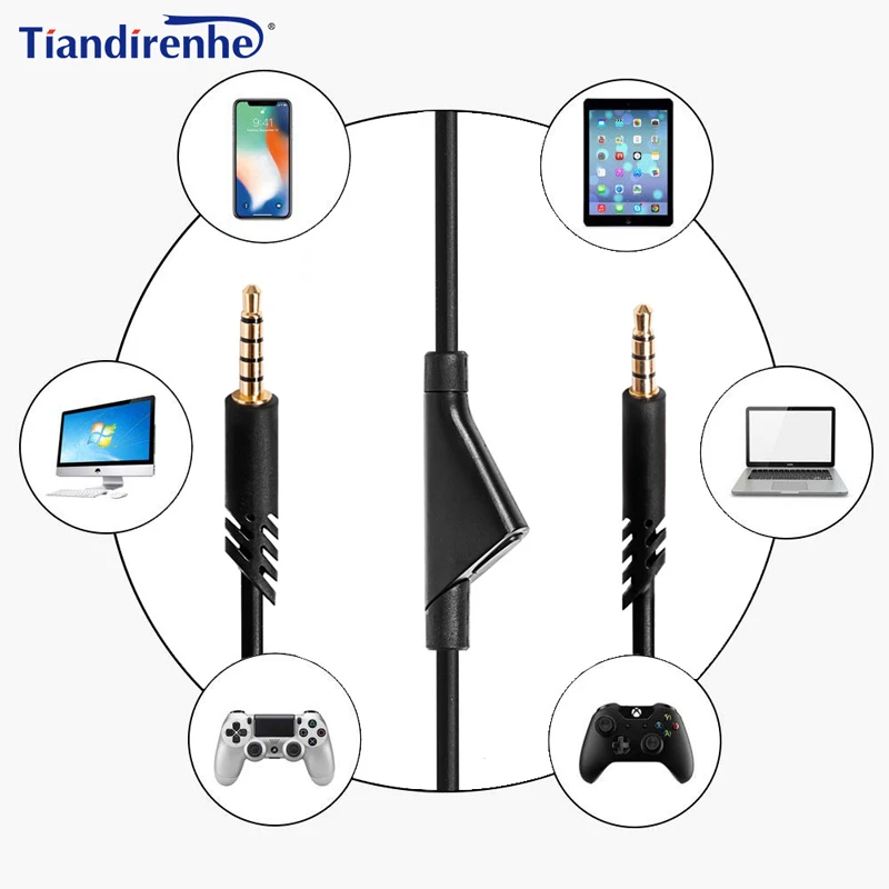 Headphone cable Audio Cable Wire 2 Meter For Logitech Astro A10 A40 cables For iphone PC Gaming Headset Accessories cable ROHS