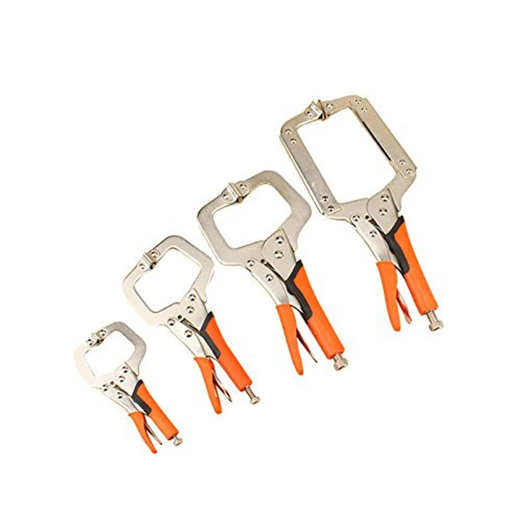 Multi Pincers C Clamp Vise Grip 6'' 9'' 11'' 14'' Locking C-Clamp Tongs with Regular Tips High Carbon Steel 4 Size Options