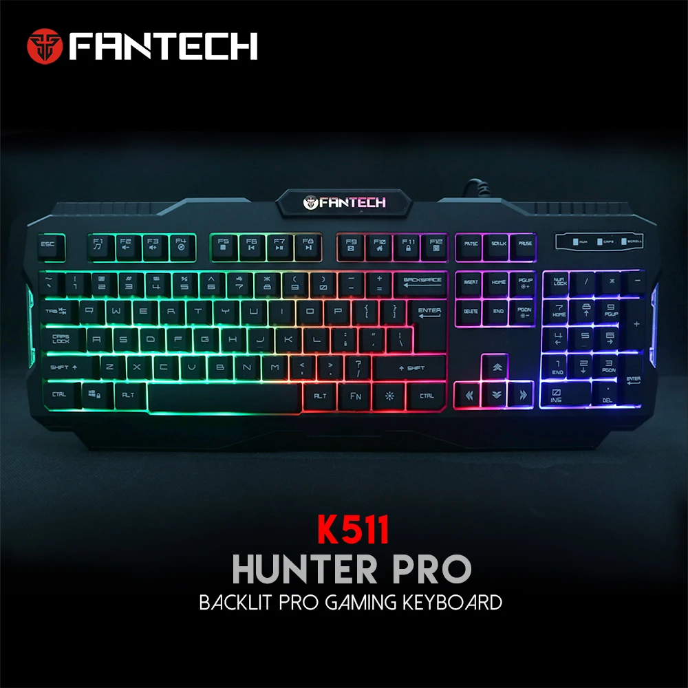 Игровая клавиатура FANTECH K511 игровая с подсветкой USB 104 резиновые колпачки для