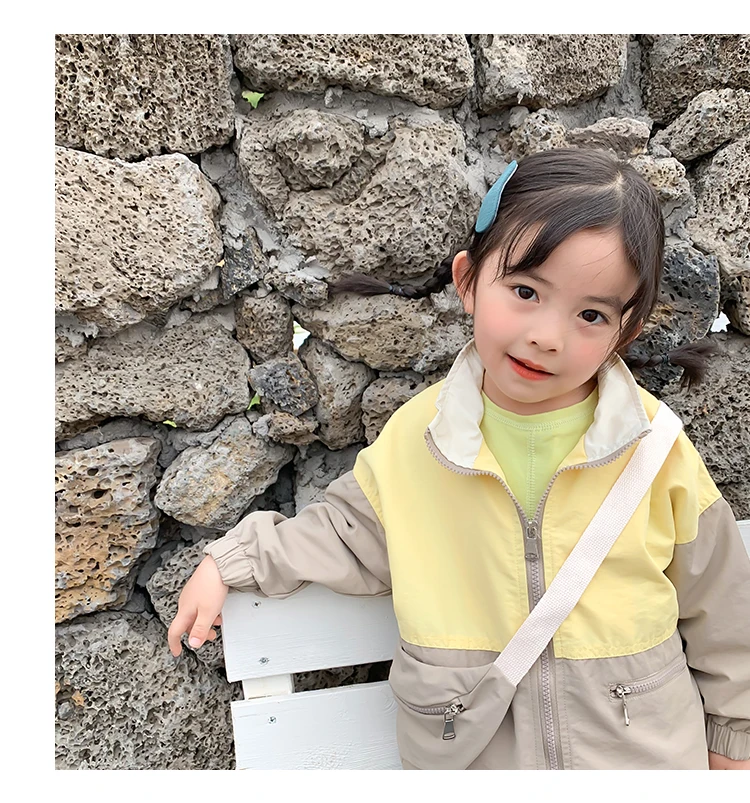 Spring Jackets 2020 New Korean Children's Clothes Boys' & Girls' Loose & Comfortable Long Sleeve Coat Contrast Color Jacket