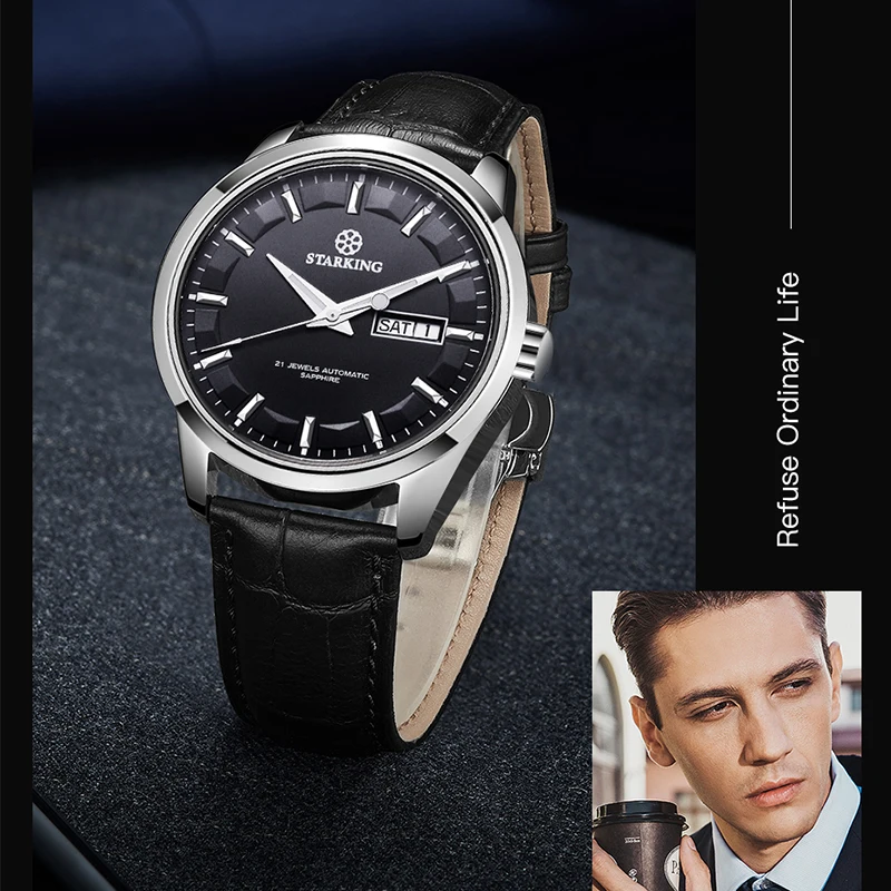 STARKING Men Mechanical Watch Miyota 8205 Movt Automatic Self-wind Watches Waterproof Sapphire Wristwatch Gift Relogio Masculino