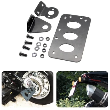 

Black Motorcycle Side Mount License Plate Bracket Bobber Chopper Fit for Harley Sportster Stop Light Cb750 xs650 Tail Light