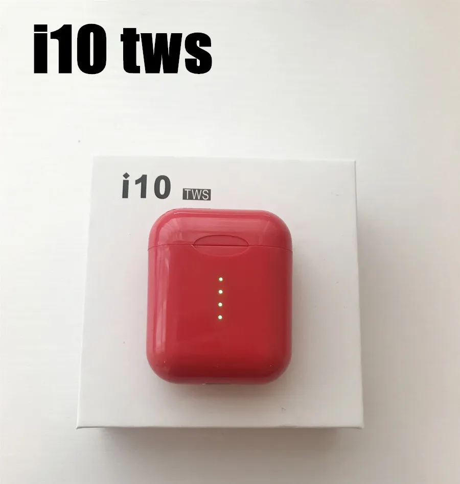 10 шт./лот i10 tws i10s 1:1, оригинальные Bluetooth наушники, беспроводные Bluetooth 5,0, наушники с сенсорным управлением для смартфона, мобильного телефона - Цвет: i10 red