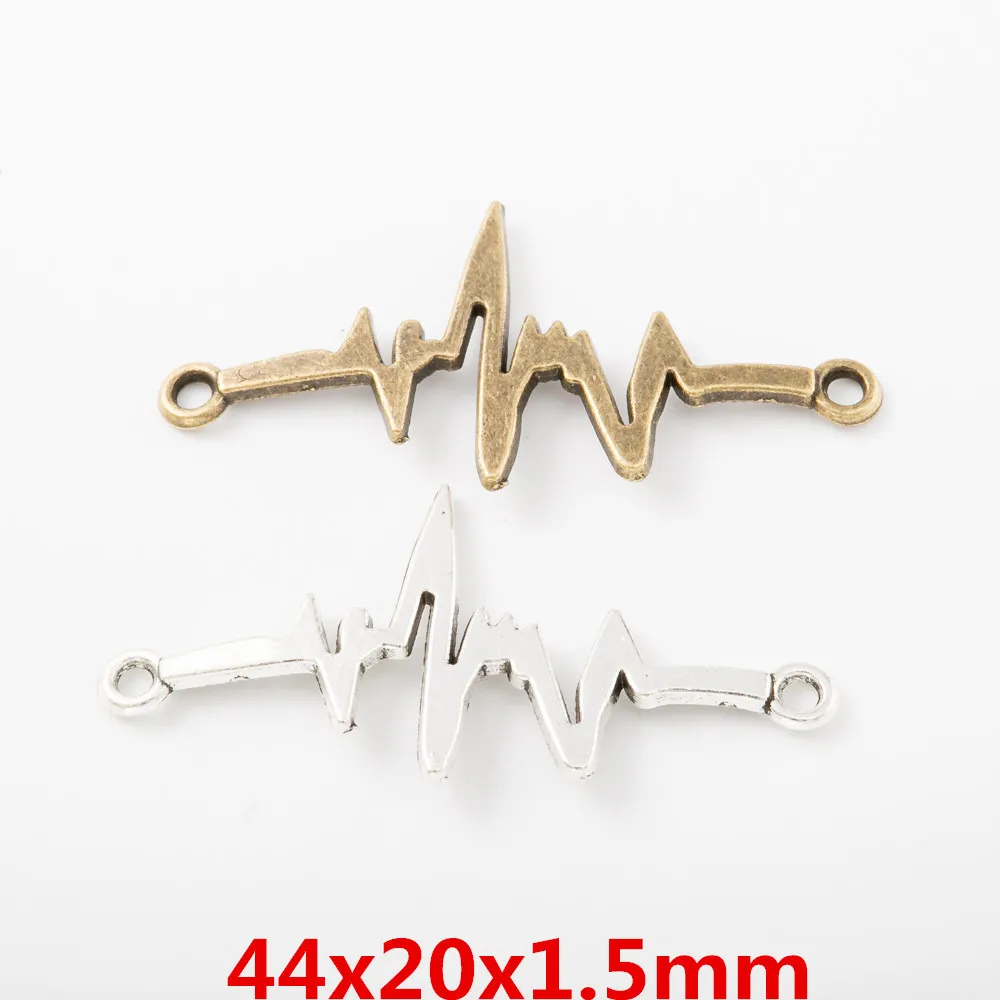50pcs 44*20MM Silver color medical item ECG connector charms vintage bronze pendant for bracelet earring necklace diy jewelry | Украшения и
