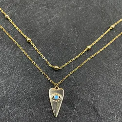 2022 New Fashion Women Ins Double Layer Evil Eye Heart Pendant Beads Chain Necklace Women's Sexy Party Chain Necklace Jewerly