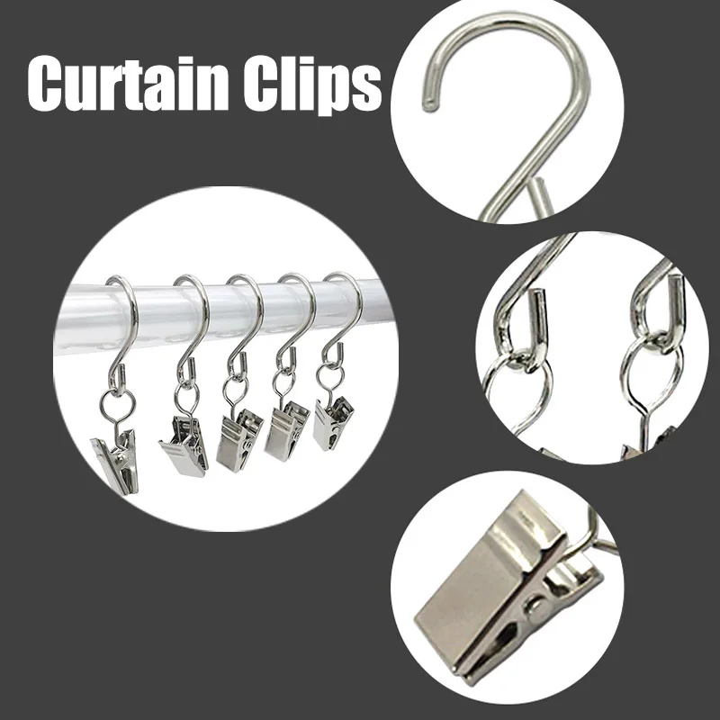 50 Pcs Metal Curtain Clip Wire Holder for Rope String Lights S Hook Clips J8 #3 | Дом и сад