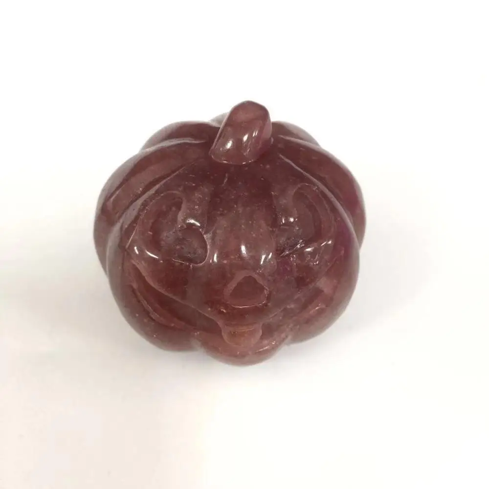 

High Quality & Beautiful Natural Strawberry Quartz Hand Carved Crystal Medium Pumpkin For Present Or Collection ZY
