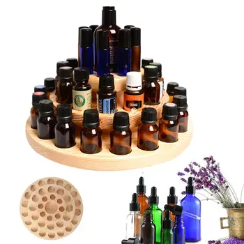 

39 Slots Three Layers Essential Oil Storage Box Wooden Display Case Large Capacity Turntable Aromatherapy Oils Organizer 30E