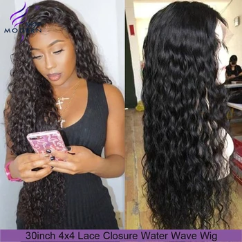 

Modern Show Brazilian 30inch Lace Closure Wig 13x4 Lace Front Human Hair Wigs 4x4 Water Wave Wig Remy 150% Pre Plucked Baby Hair