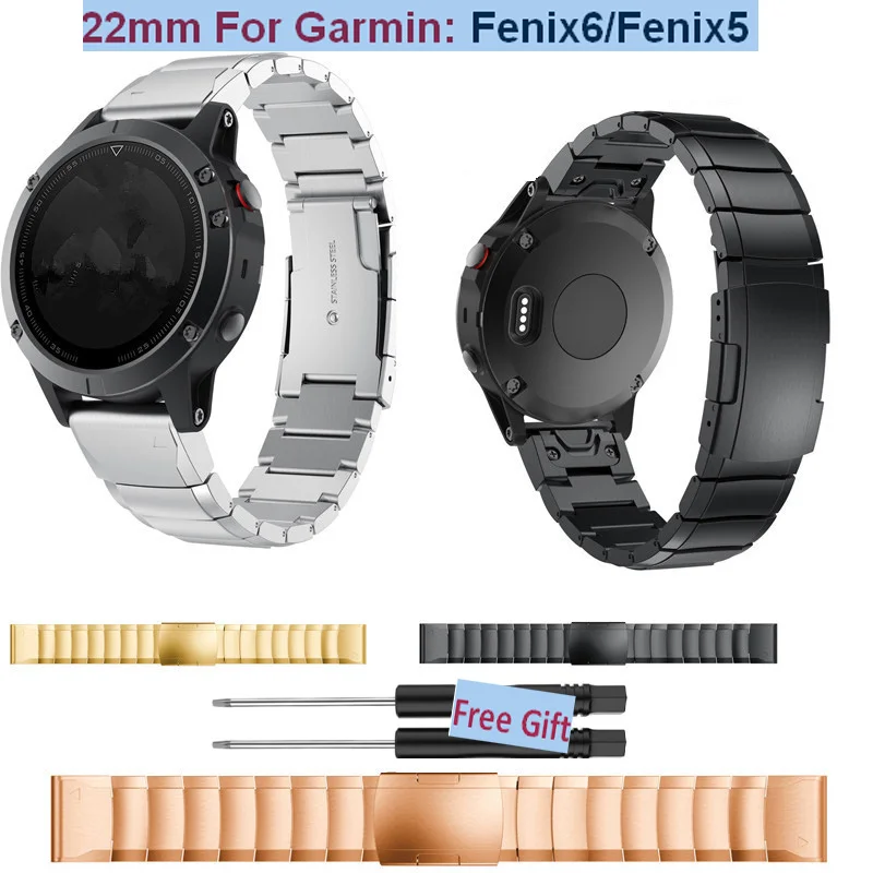 Ремешок из нержавеющей стали для наручных часов Garmin Fenix 6 22 мм|bracelet garmin|garmin braceletgarmin