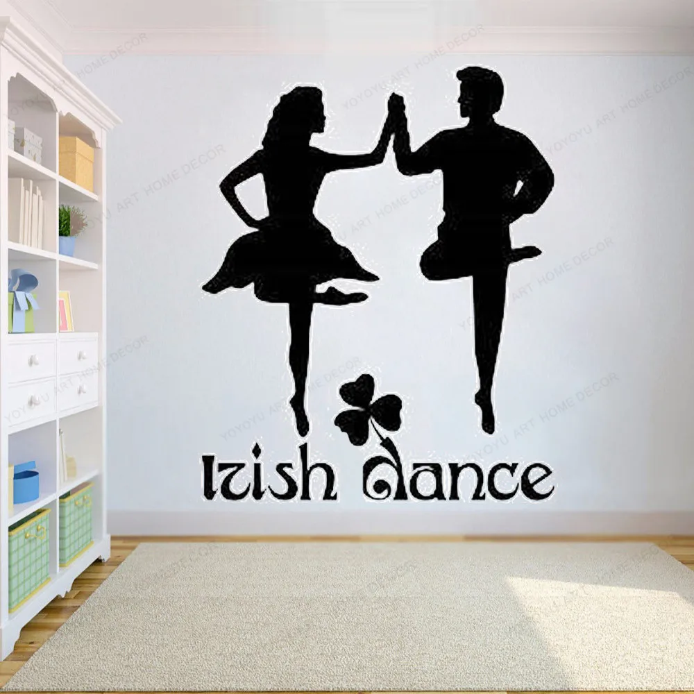 Autocollants Muraux En Vinyle Mots De Danse Irlandais Decor De Studio De Danse Pour Hommes Et Femmes Scene Celtique Garcon Et Fille Hj459 Aliexpress