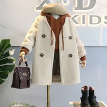 SAGACE/зимние пальто для девочек; детские двубортные куртки из овечьей шерсти и кашемира; зимняя теплая одежда; куртка; верхняя одежда; шерстяное пальто для девочек