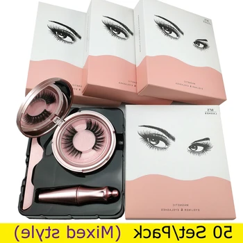 

Wholesale 20/30/50 Sets Magnetic Eyeliner Eyelashes Kit Eyelashes Liquid Eyeliner with False Lashes Eyelash Curler Reusable Lash
