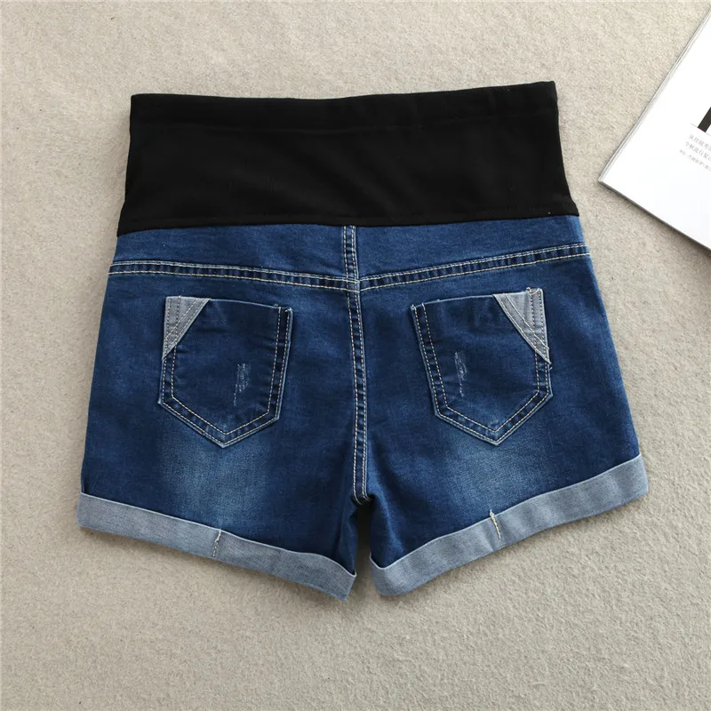 Summer Thin Stretch Denim Maternity Shorts Belly Rolled Up Shorts pregnant shorts For Pregnant Women Casual Pregnancy Short Jeans