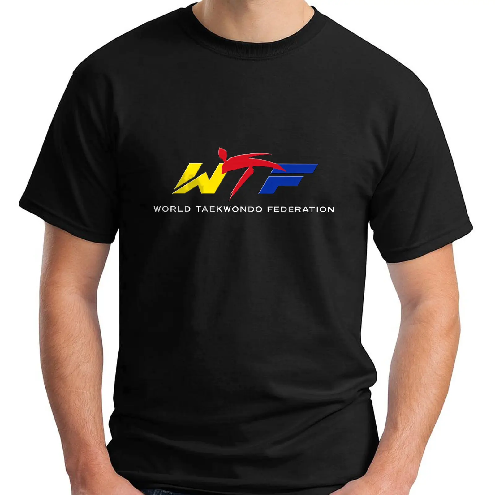 Новинка WTF World Taekwondo Federation Symbol с коротким рукавом Черная Мужская футболка S-5XL 100%