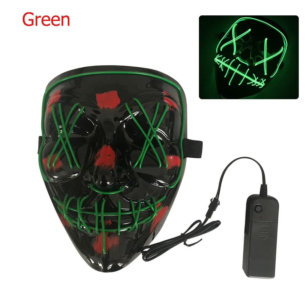 Хэллоуин вечерние светодиодный маска маскарад маски Косплэй светодиодный костюм со светодиодной подсветкой маска EL провода светильник вверх неоновый маске светильник для вечерние - Цвет: green Led mask