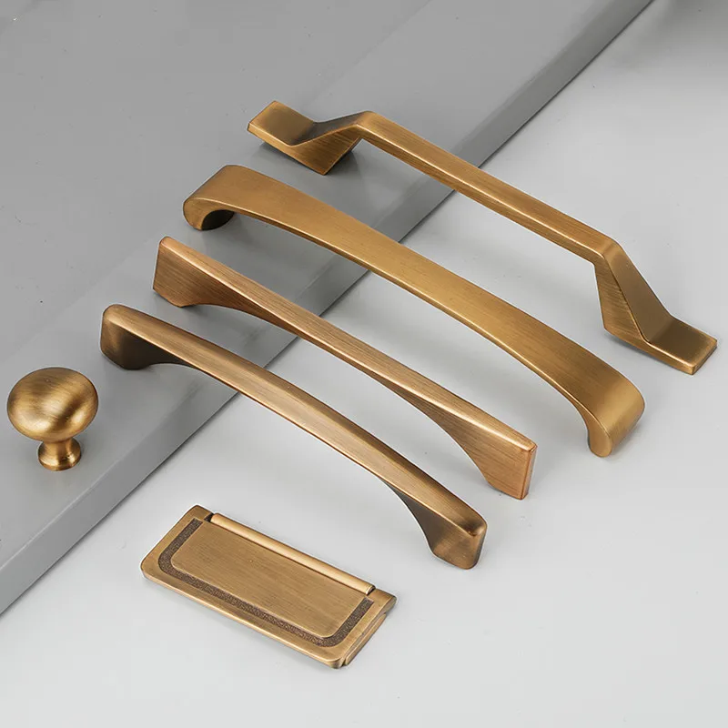 

Door Handles Yellow copper cabinet handle modern contracted hutch ark door American style light luxury drawer single hole