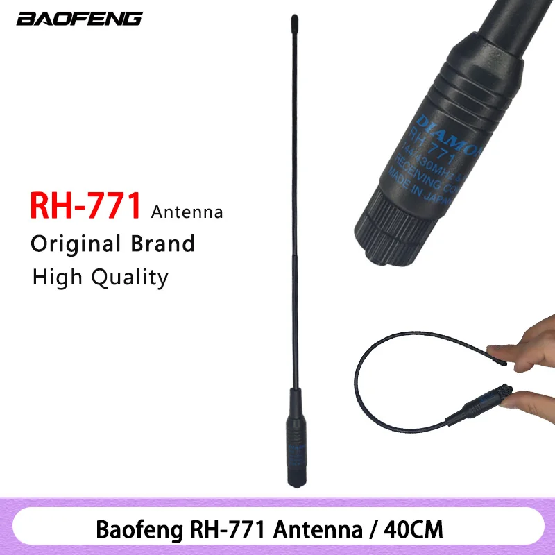 Antenna Walkie Talkie Diamond Rh-771 40Cm Sma-Femmina 144/430Mhz Dual Band Rh 771 Antenna Flessibile Accessori Radio Bidirezionale
