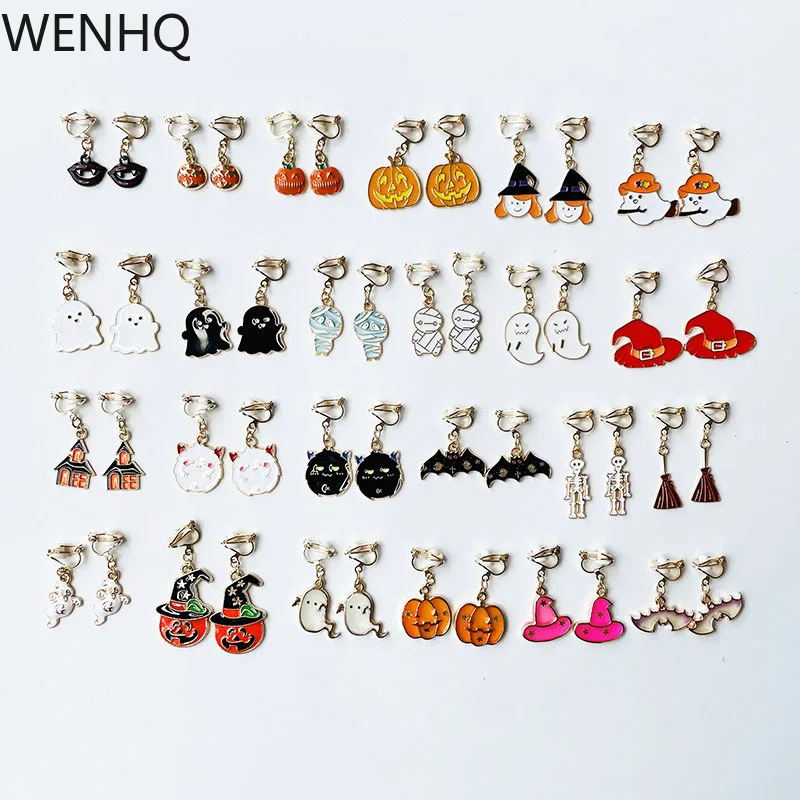 Halloween Clip on Earrings Simple Fashion Adult Child No Pierced Earrings Ear Clip Cartoon Cute Cuff ear clip earrings clip earrings ear clip ear accessories