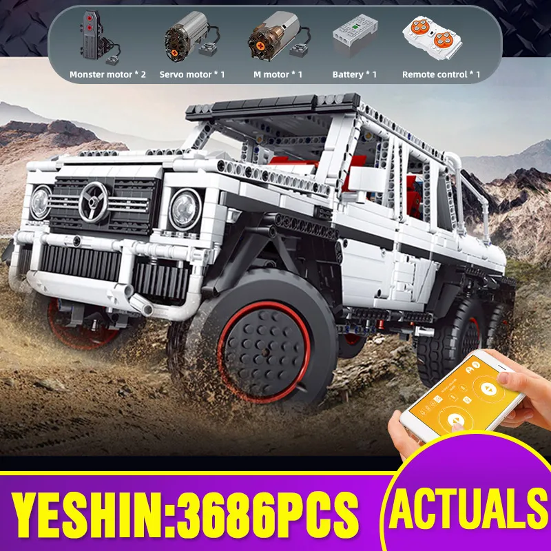 MOULD KING 13061 APP Technic автомобиль MOC RC моторизованный G63 6x6 1:10 Модель автомобиля