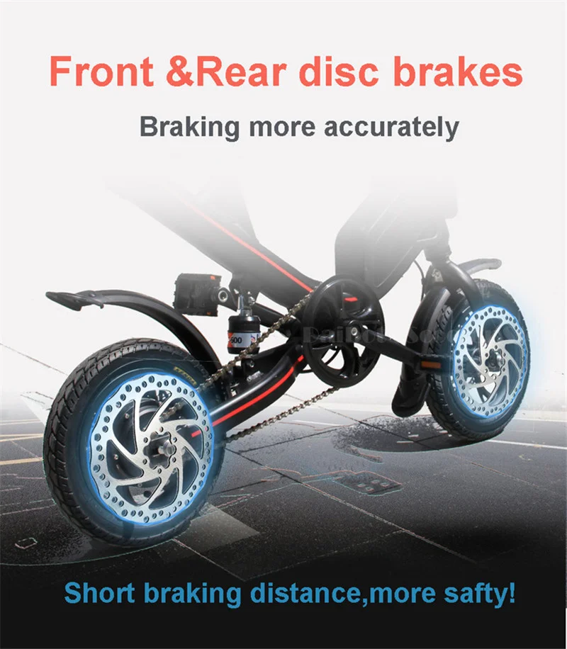 Mini Electric Bike Two Wheels Electric Bicycle 12 inch 36V 350W Portable Foldable Electric Scooter With Seat For Adults (12)