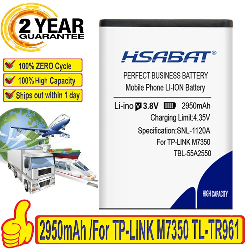 100% Оригинальный HSABAT 2950 мАч TBL 55A2550 аккумулятор для телефона M7350 TP LINK 2500L