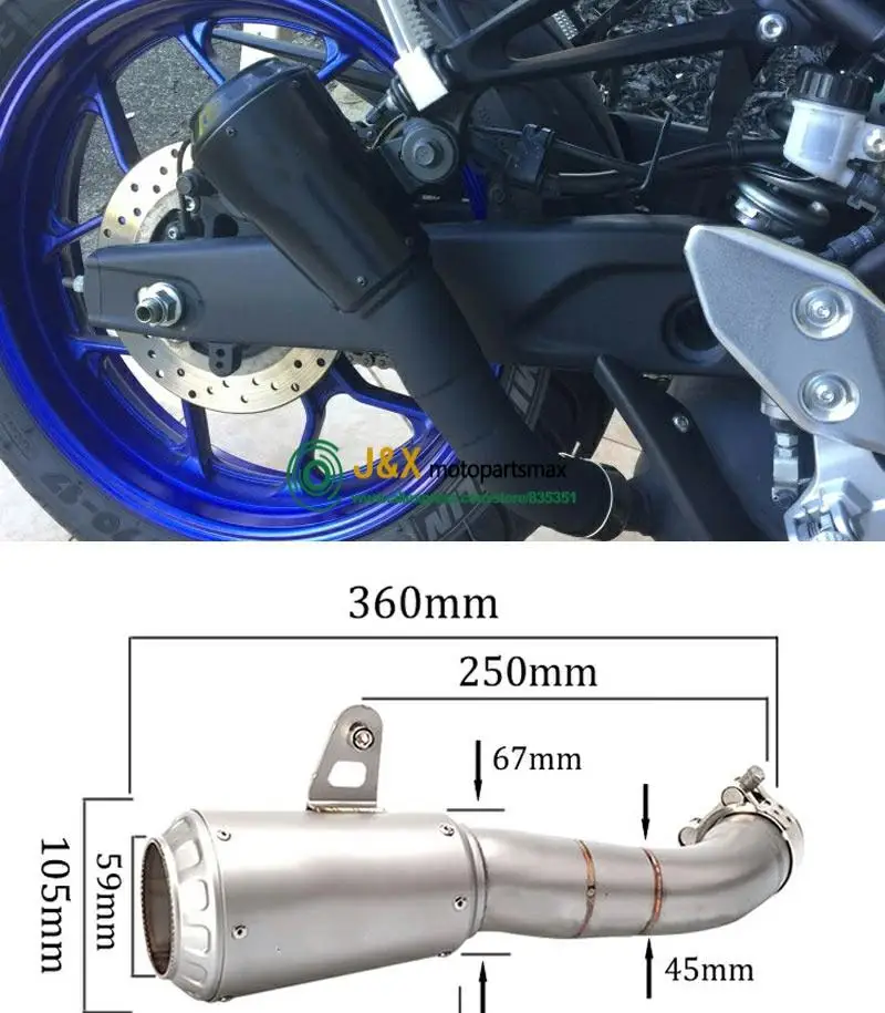 R3 выхлоп R25 exhasut мотор выхлопа мотоцикла без шнуровки глушитель для YAMAHA YZF R3 YZFR3 YZF-R3