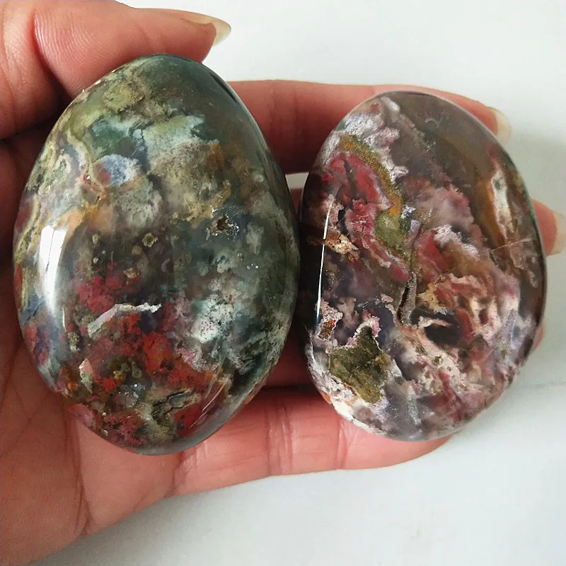 Goede Natuursteen Marine jasper palm healing crystals Decoratieve collectie stenen en kristallen