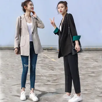 

Celebrity Suit For Women Chic Small Suit Jacket 2020 Autumn All Match Office Ladies Blazers Single Button Solid Color Coats
