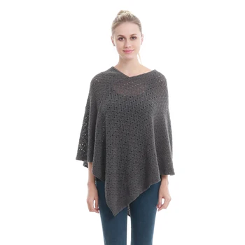 

New solid color lady cape hollow cape spring and autumn dual-use loose European and American fashion shawl poncho