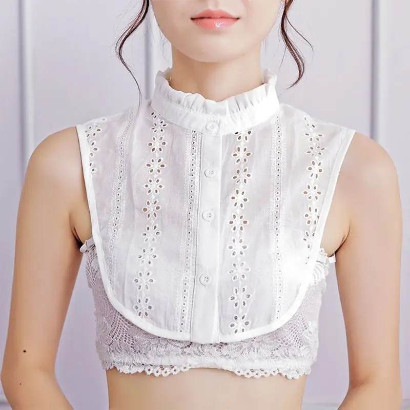 Women Lace Collar Pure Color Detachable Lapel Choker Necklace Shirt Fake False Collar Blouse Sweatshirt Vest Accessories fake collar choker necklace detachable collar shawl
