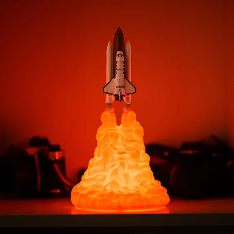 Hobbylan 3D Печатный Ночной светильник в форме ракеты для украшения комнаты любителей космоса - Emitting Color: M