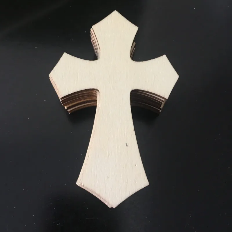 10 Pieces Cross Shaped Wood Pieces for Wooden Craft DIY Projects, Sunday School, Church, Home Decoration 6