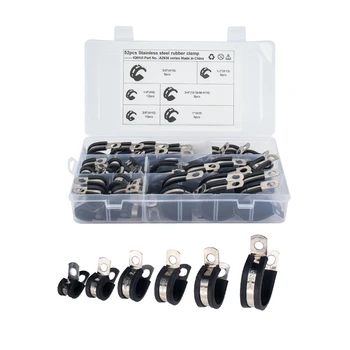 

[Combination]for Automobile Pipeline 52 Pieces with 6 Specifications - Stainless Steel Rubber Band Clamp