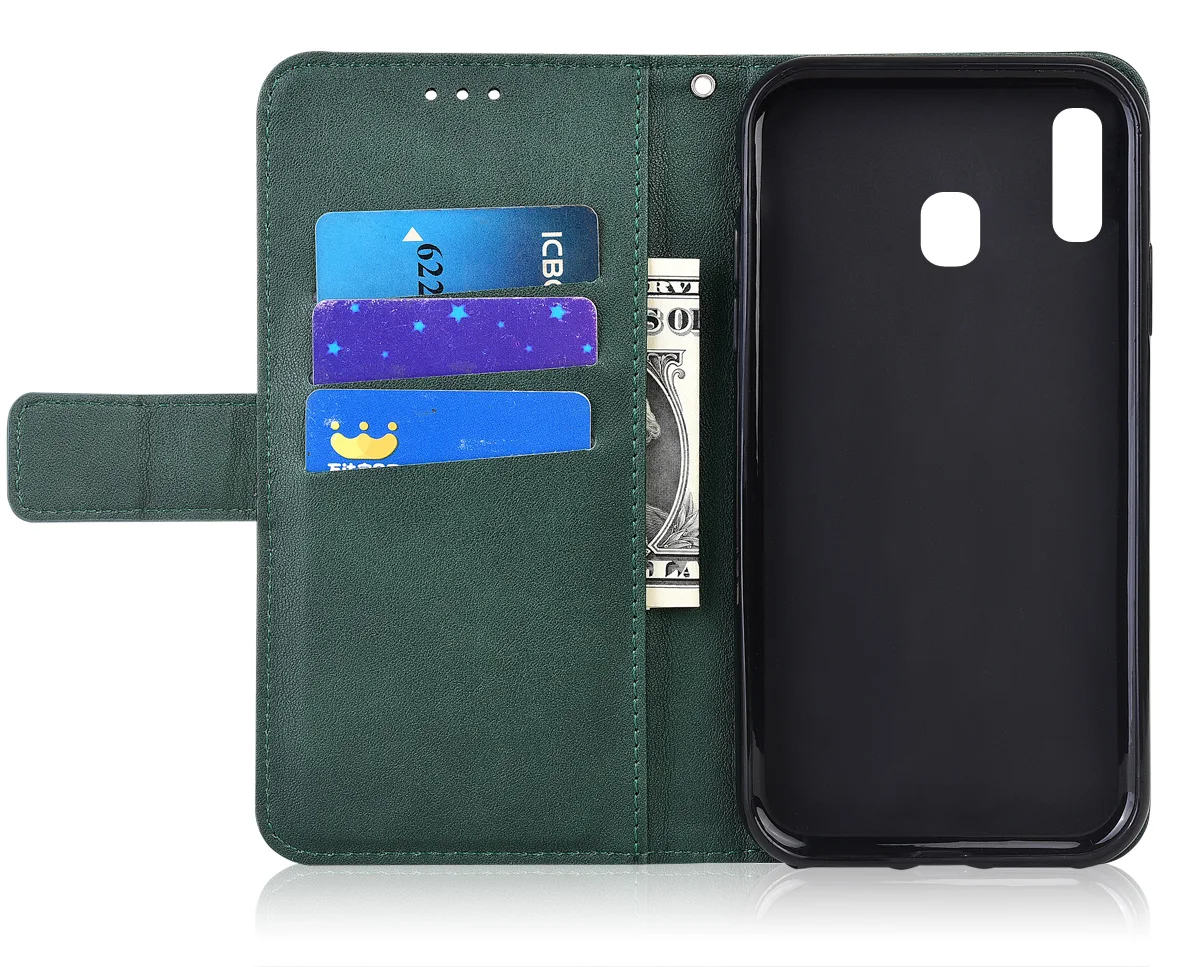 Кожаный чехол бумажник для Samsung Galaxy A40 A405 A405F SM A405FN задняя крышка телефона флип A 40