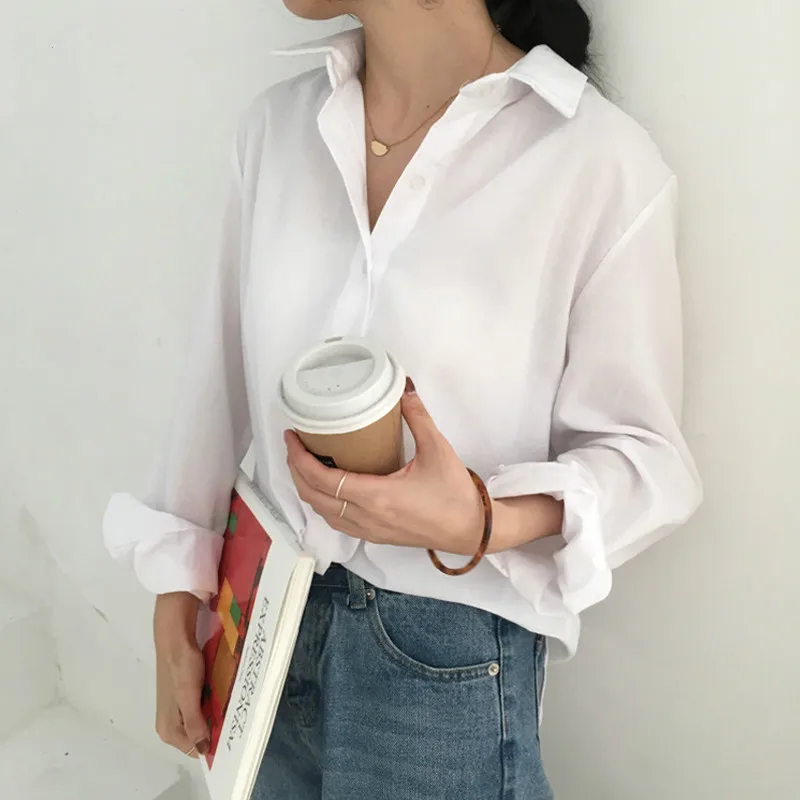 

NoEnName_Null All-match Loose Female Shirts Blouses Single-breasted Full Sleeve Female Shirts Tops 2020 Spring Summer Women 50cs