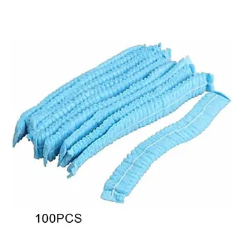 

100Pcs Disposable Hat Round Non-Woven Headgear Dust-Proof Chef Food Factory Workshop Anti-Hair Fall Cap