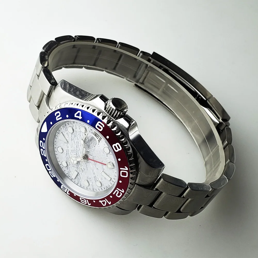 GMT мужские часы, автоматические, новые, с циферблатом Seashell, для мужчин, t, чехол из нержавеющей стали, браслет, 40 мм, асептическое сапфировое стекло, светящаяся рука, R9